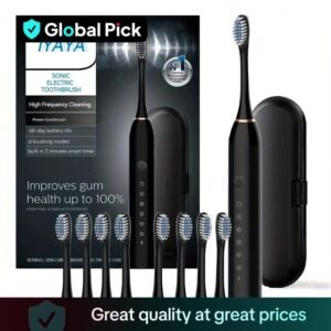 Electric Toothbrush with 8 Brush Heads (1 Set), Intelligent Toothbrushes, Gum Protecting Toothbrushes, Travel Toothbrushes, Daily Oral Care Products, Family Toothbrush Kit