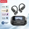 MINISO M98 AI Translation Ohrhörer Echtzeit-Übersetzung Offene kabellose Bluetooth-Kopfhörer Unterstützung für 135 Sprachen mit App, Vollfarb-Touchscreen, OWS, integriertes Mikrofon, hochwertiger Sound, Ultra-Komfort, Laufen für iOS und Android