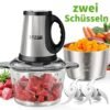SPZTJK Multifunktionaler Elektrischer Schneidroboter aus， Fleischhacker für den Hausgebrauch,  Zerkleinerer Elektrisch，zwei Schüsseln（Edelstahls & Glass）und klingen，zum Zerkleinern und Hacken geeignet, Ideal für Gemüse, Knoblauch, Salat, Babynahrung